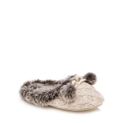 RJR.John Rocha Cream knit pom slippers